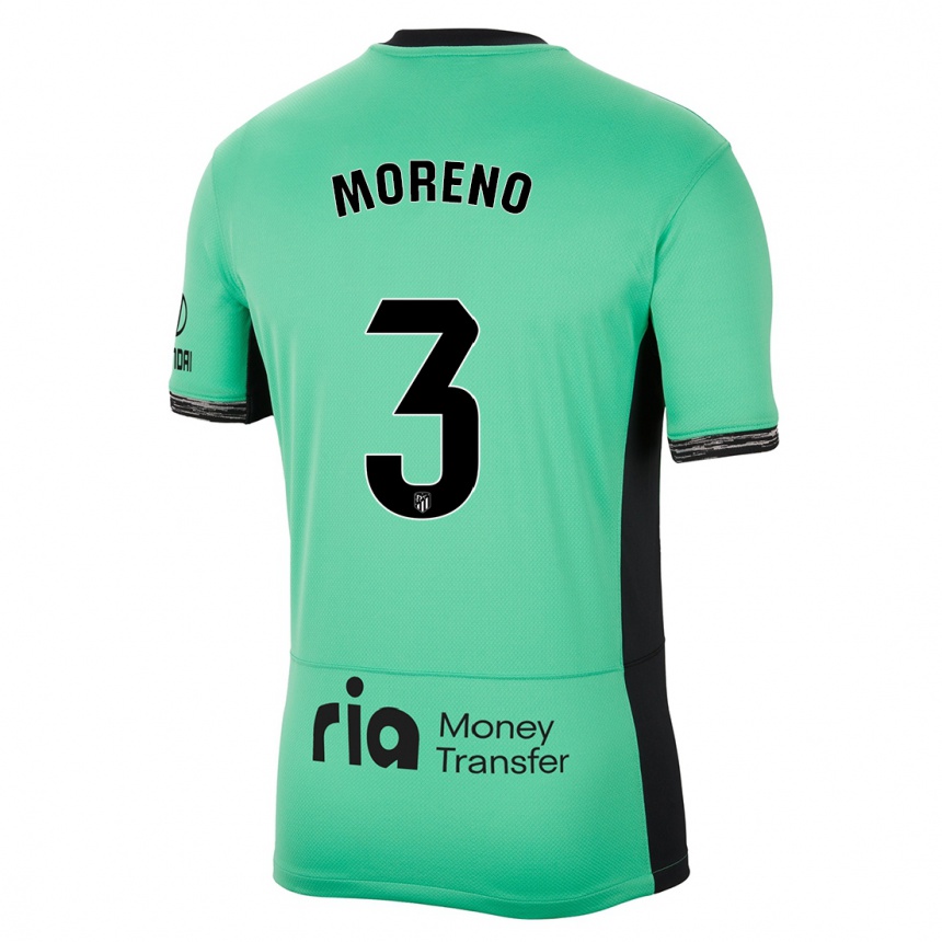 Kids  Marco Moreno #3 Spring Green Third Jersey 2023/24 T-Shirt Canada