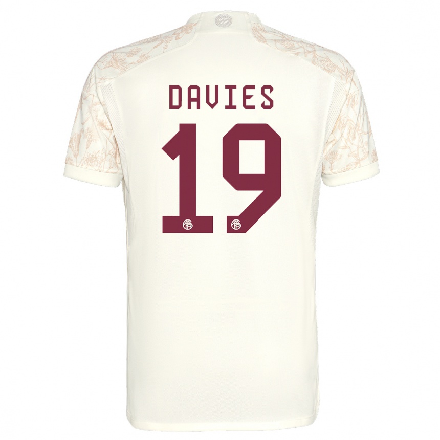 Kids Alphonso Davies #19 Off White Third Jersey 2023/24 T-Shirt Canada