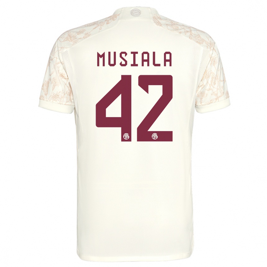 Enfant Football Maillot Jamal Musiala #42 Blanc Cassé Troisieme 2023/24 Canada