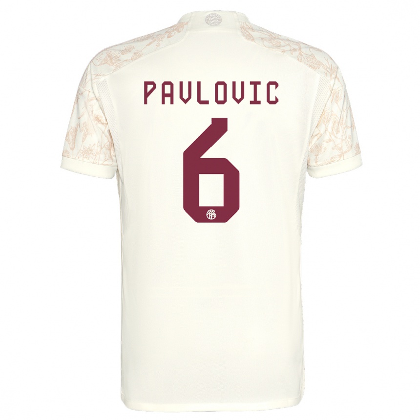 Enfant Football Maillot Aleksandar Pavlovic #6 Blanc Cassé Troisieme 2023/24 Canada