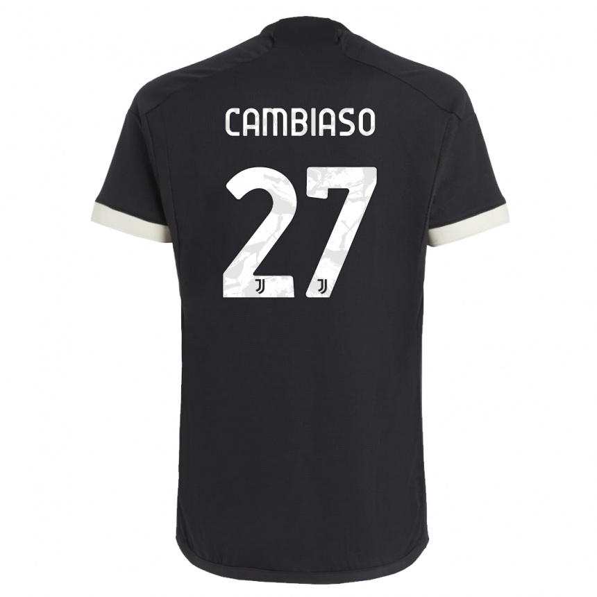 Kids Andrea Cambiaso #27 Black Third Jersey 2023/24 T-Shirt Canada