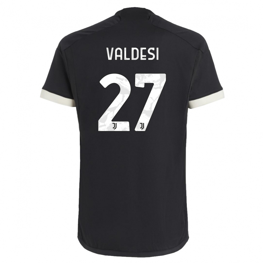 Kids Andrea Valdesi #27 Black Third Jersey 2023/24 T-Shirt Canada