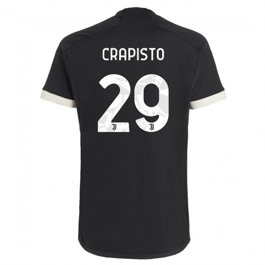 Kids  Francesco Crapisto #29 Black Third Jersey 2023/24 T-Shirt Canada