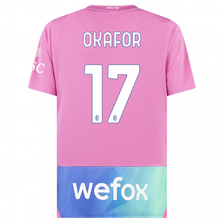 Kids  Noah Okafor #17 Pink Purple Third Jersey 2023/24 T-Shirt Canada