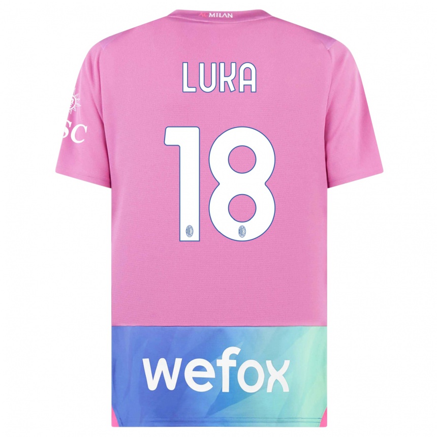 Kids Luka Romero #18 Pink Purple Third Jersey 2023/24 T-Shirt Canada