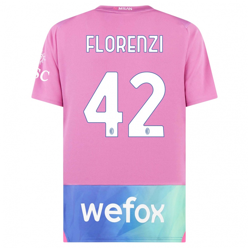 Kids Alessandro Florenzi #42 Pink Purple Third Jersey 2023/24 T-Shirt Canada