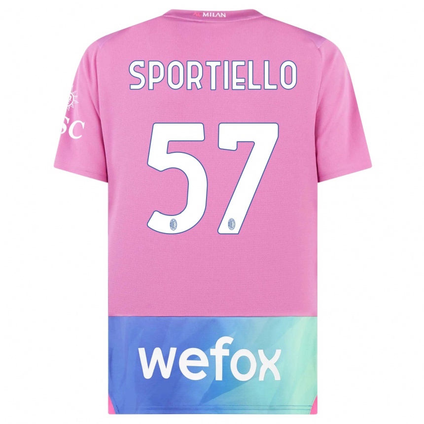 Kids Marco Sportiello #57 Pink Purple Third Jersey 2023/24 T-Shirt Canada