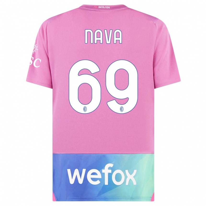 Kids Lapo Nava #69 Pink Purple Third Jersey 2023/24 T-Shirt Canada