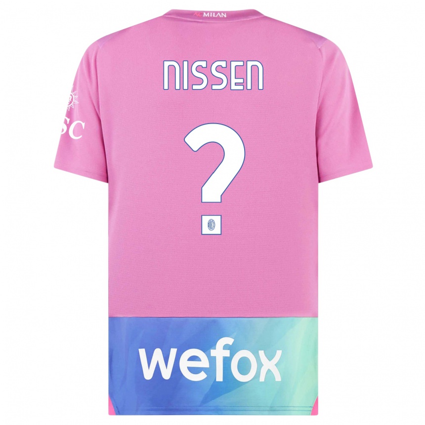 Kids Fredrik Nissen #0 Pink Purple Third Jersey 2023/24 T-Shirt Canada