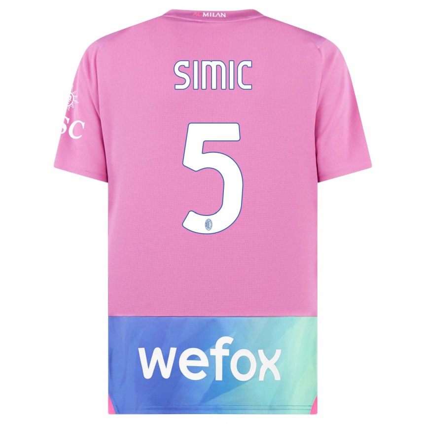 Kids Jan-Carlo Simic #5 Pink Purple Third Jersey 2023/24 T-Shirt Canada