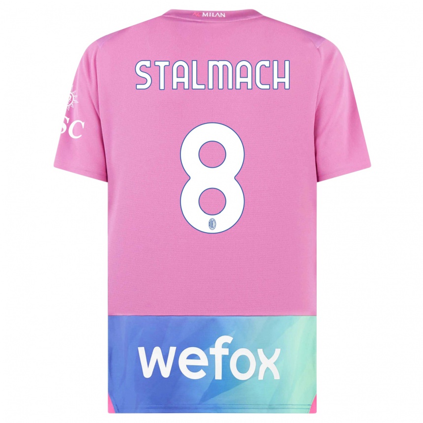 Kids Dariusz Stalmach #8 Pink Purple Third Jersey 2023/24 T-Shirt Canada