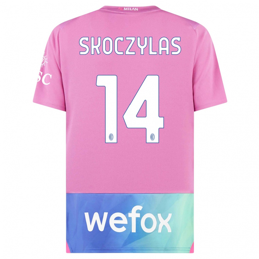 Kids  Mateusz Skoczylas #14 Pink Purple Third Jersey 2023/24 T-Shirt Canada