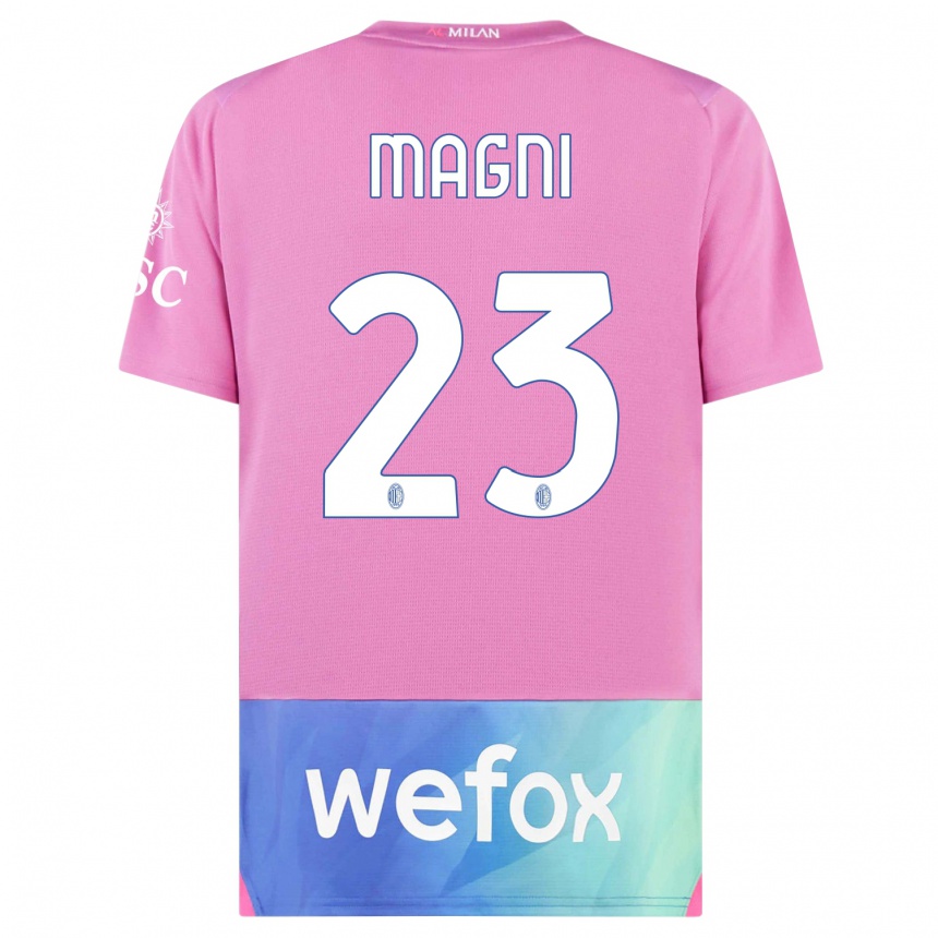 Enfant Football Maillot Vittorio Magni #23 Rose-Mauve Troisieme 2023/24 Canada