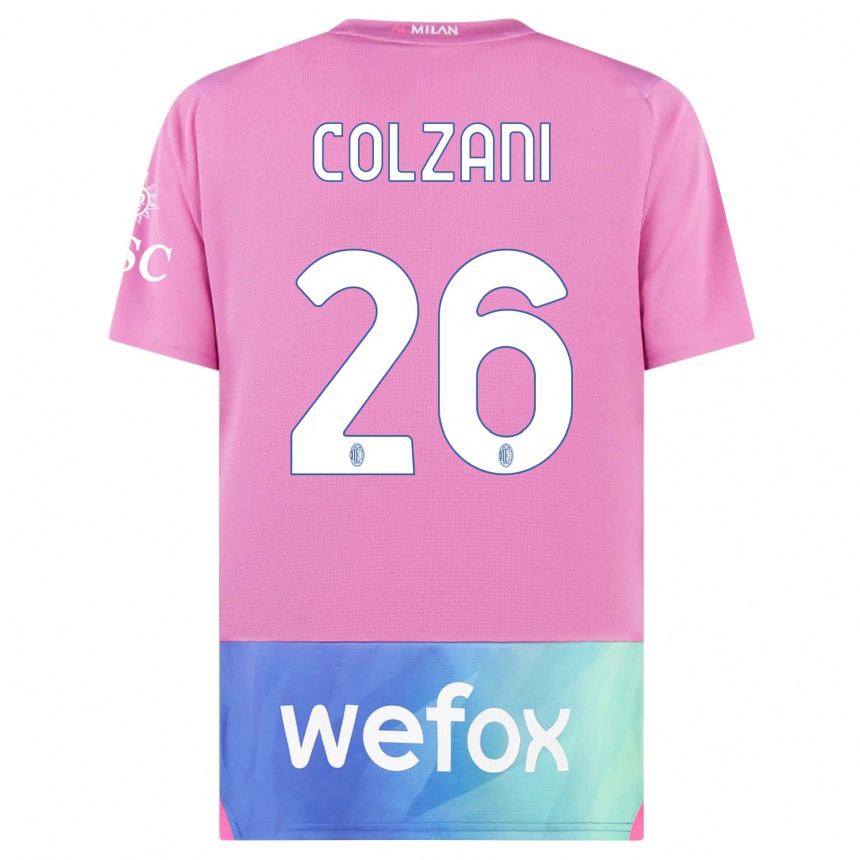 Kids  Edoardo Colzani #26 Pink Purple Third Jersey 2023/24 T-Shirt Canada