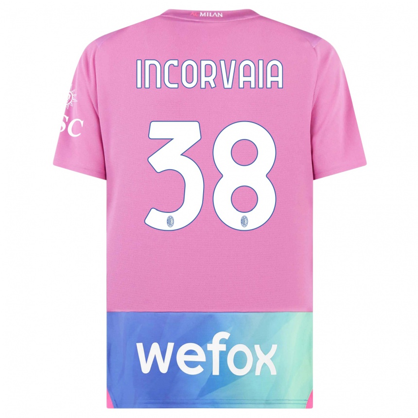 Kids  Giovanni Incorvaia #38 Pink Purple Third Jersey 2023/24 T-Shirt Canada