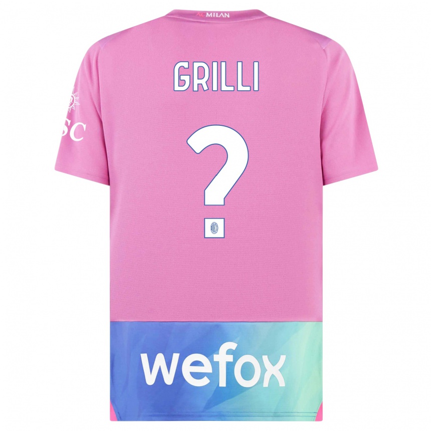 Kids  Lorenzo Grilli #0 Pink Purple Third Jersey 2023/24 T-Shirt Canada