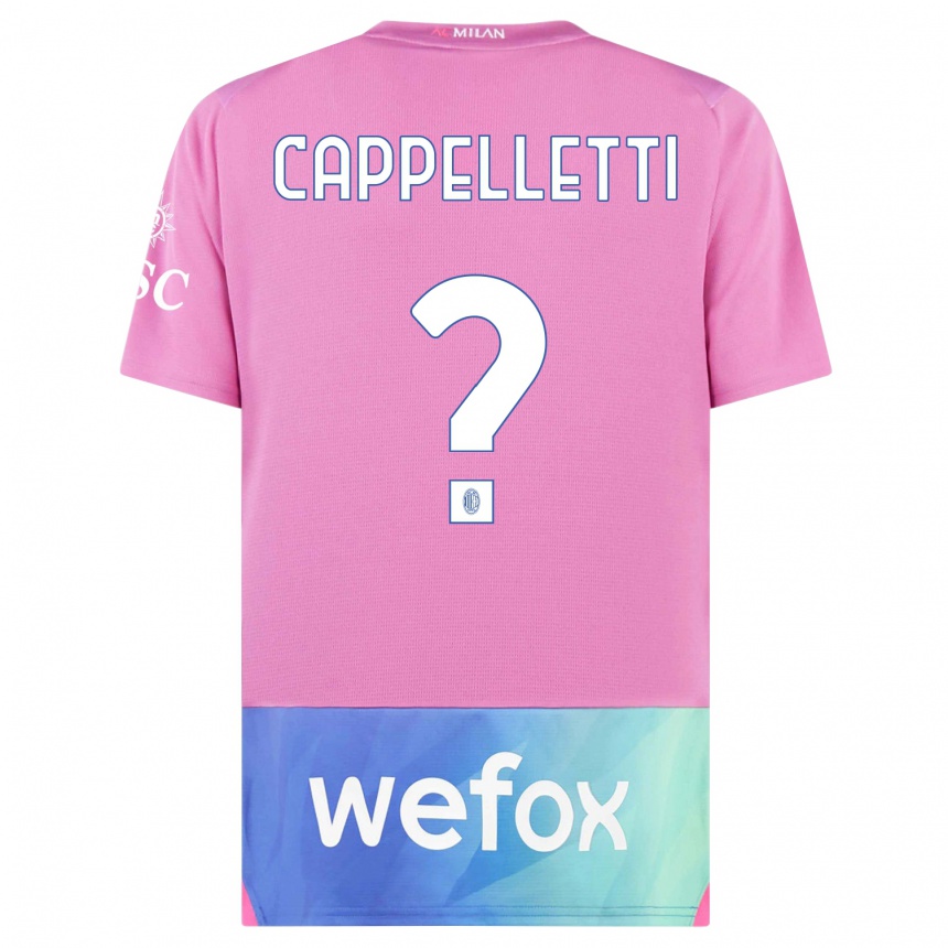 Kids  Mattia Cappelletti #0 Pink Purple Third Jersey 2023/24 T-Shirt Canada