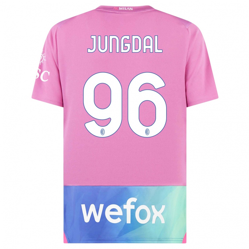 Kids  Andreas Jungdal #96 Pink Purple Third Jersey 2023/24 T-Shirt Canada