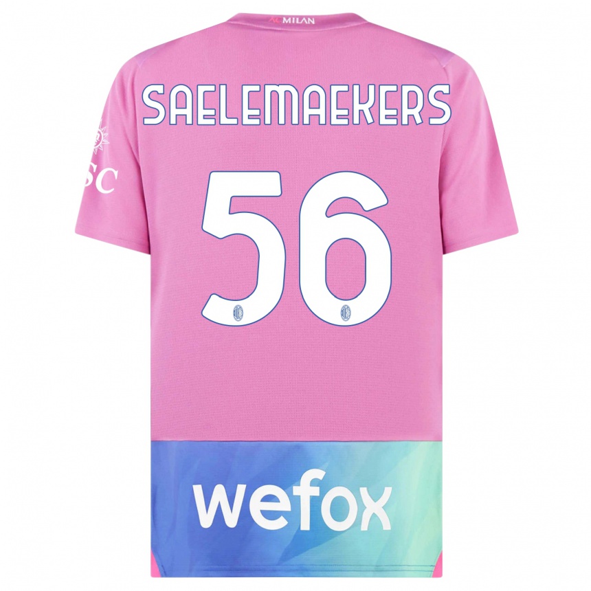 Kids Alexis Saelemaekers #56 Pink Purple Third Jersey 2023/24 T-Shirt Canada