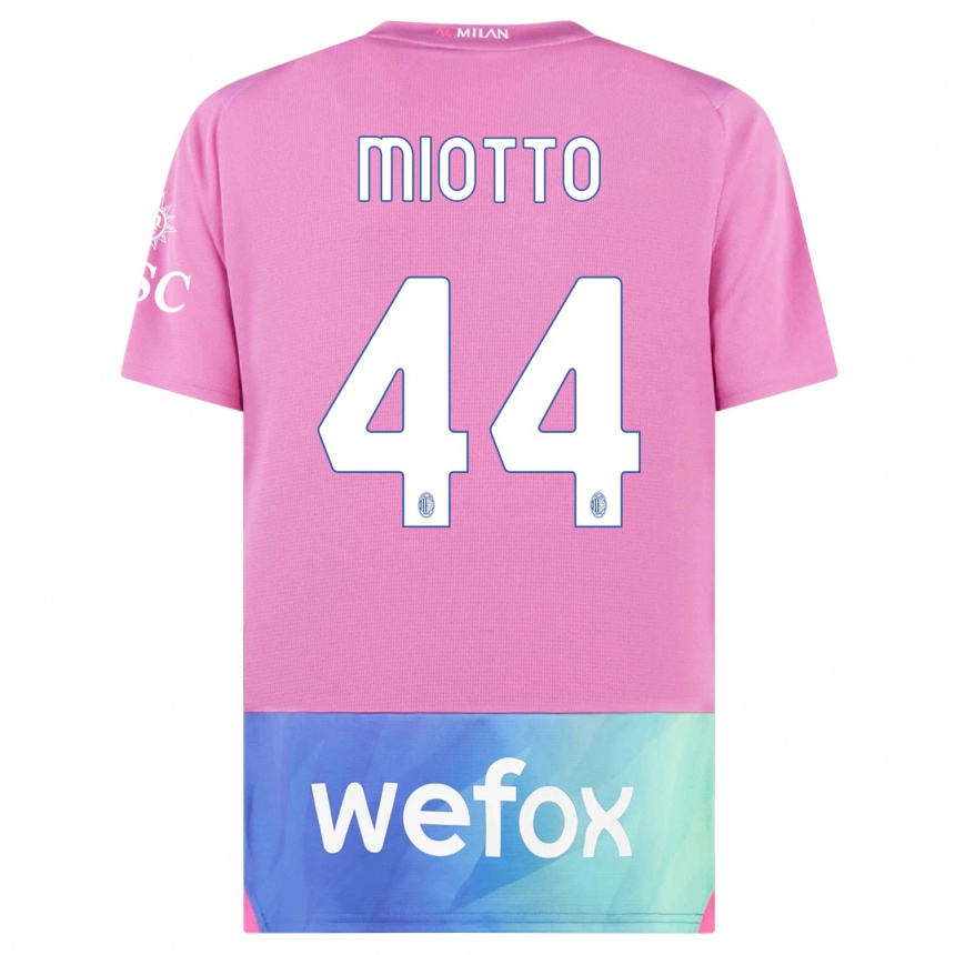 Kids  Giorgia Miotto #44 Pink Purple Third Jersey 2023/24 T-Shirt Canada