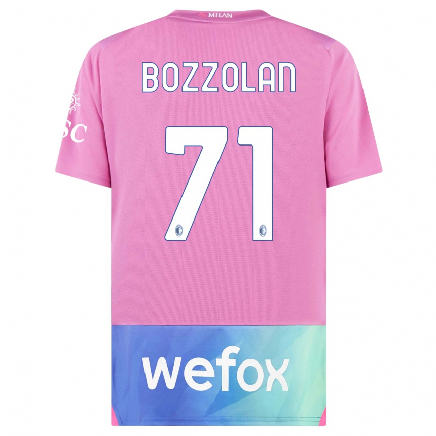 Kids Andrea Bozzolan #71 Pink Purple Third Jersey 2023/24 T-Shirt Canada