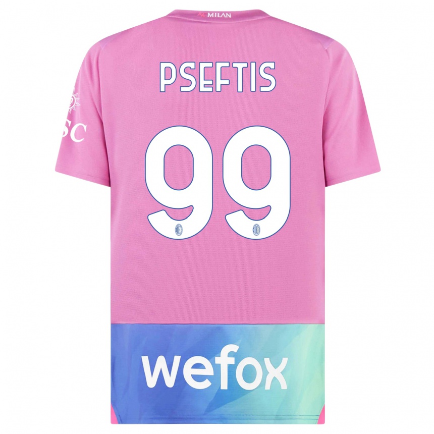 Kids Fotios Pseftis #99 Pink Purple Third Jersey 2023/24 T-Shirt Canada