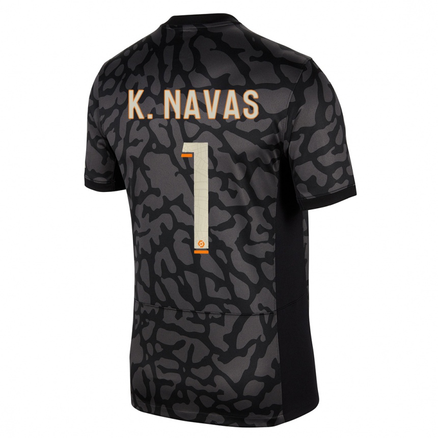 Kids Keylor Navas #1 Black Third Jersey 2023/24 T-Shirt Canada