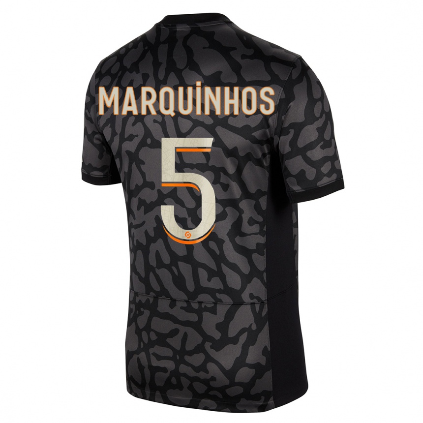 Enfant Football Maillot Marquinhos #5 Noir Troisieme 2023/24 Canada