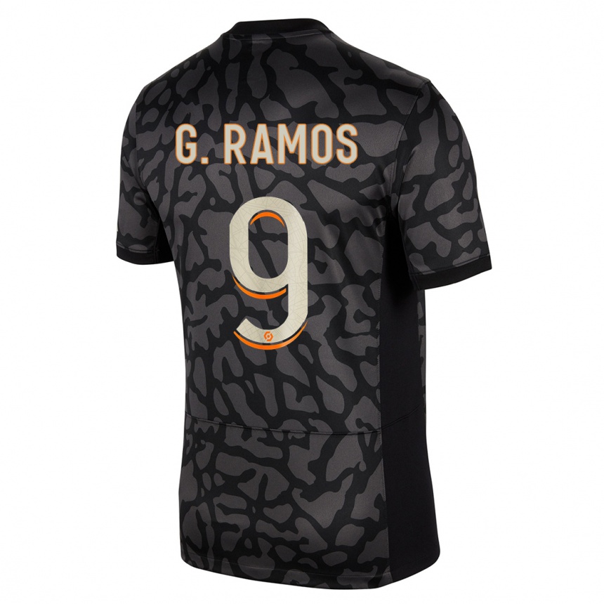 Kids  Gonçalo Ramos #9 Black Third Jersey 2023/24 T-Shirt Canada