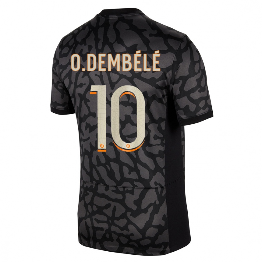 Kids  Ousmane Dembele #10 Black Third Jersey 2023/24 T-Shirt Canada