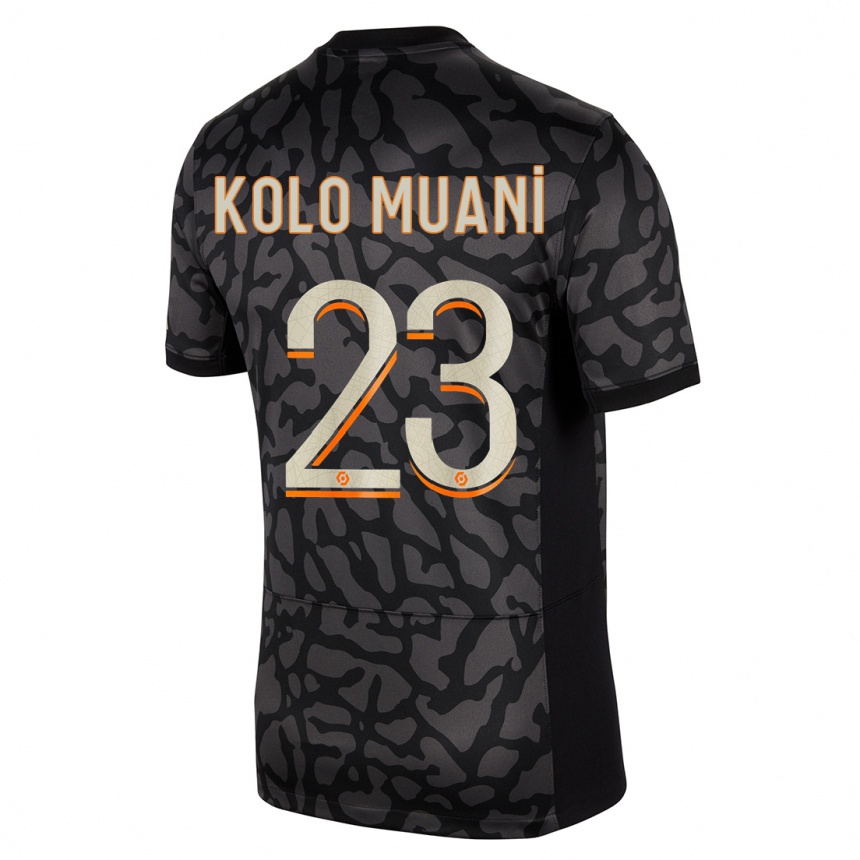 Enfant Football Maillot Randal Kolo Muani #23 Noir Troisieme 2023/24 Canada