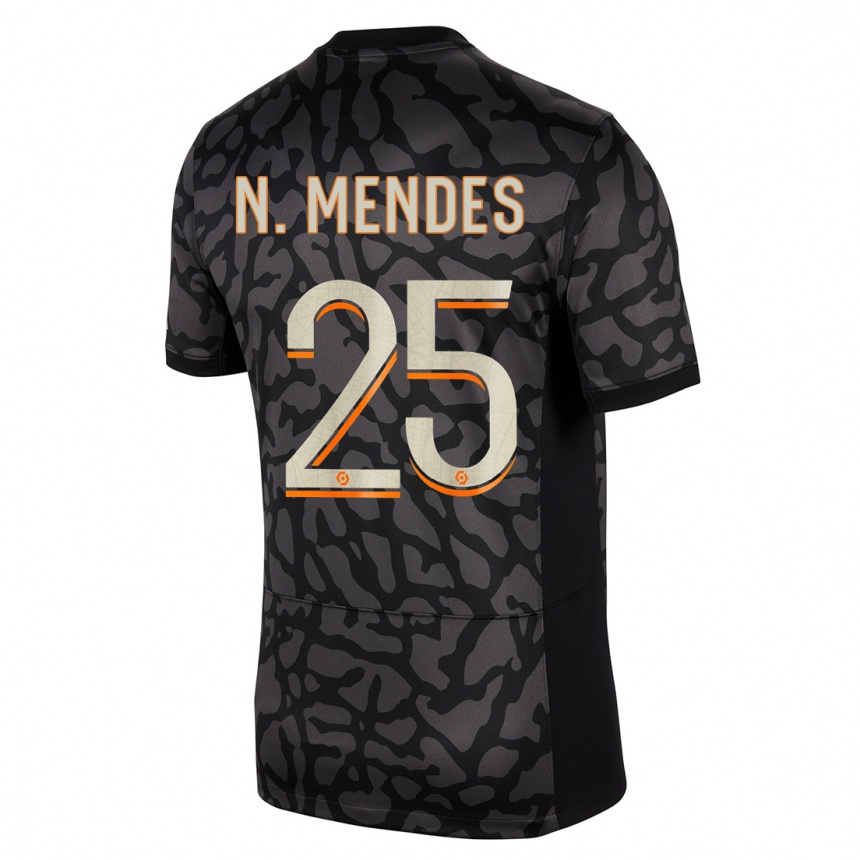 Enfant Football Maillot Nuno Mendes #25 Noir Troisieme 2023/24 Canada