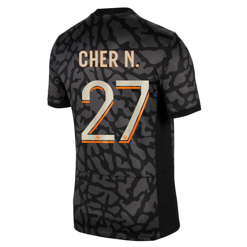 Kids  Cher Ndour #27 Black Third Jersey 2023/24 T-Shirt Canada