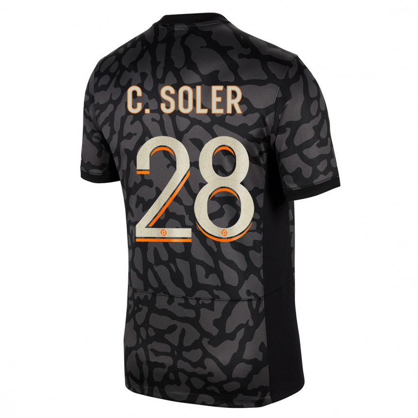 Kids  Carlos Soler #28 Black Third Jersey 2023/24 T-Shirt Canada