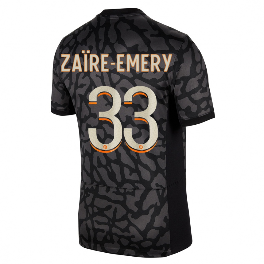 Enfant Football Maillot Warren Zaire Emery #33 Noir Troisieme 2023/24 Canada