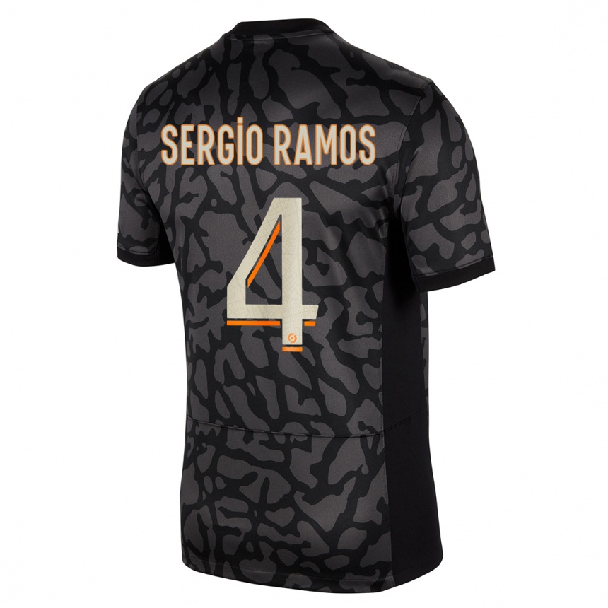 Kids  Sergio Ramos #4 Black Third Jersey 2023/24 T-Shirt Canada