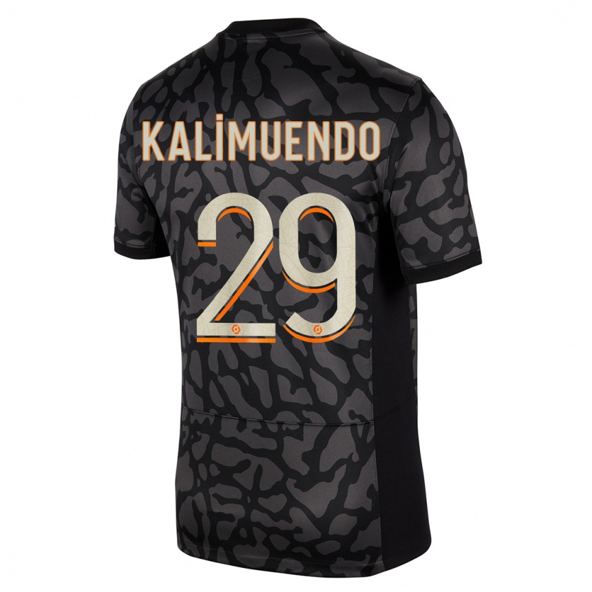 Kids  Arnaud Kalimuendo #29 Black Third Jersey 2023/24 T-Shirt Canada