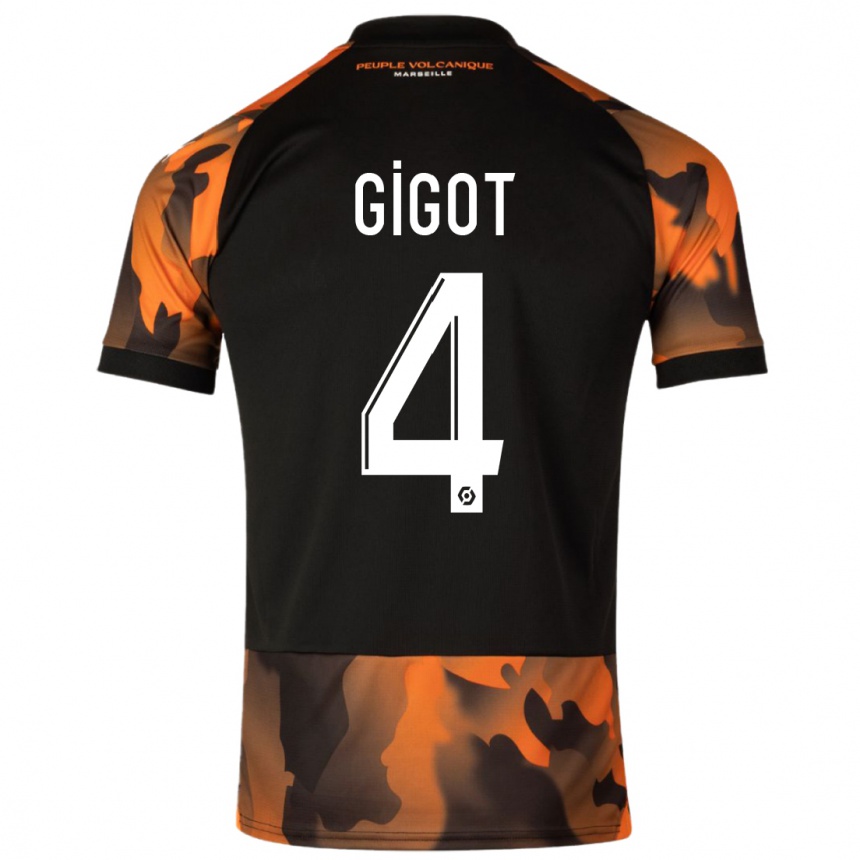 Kids  Samuel Gigot #4 Black Orange Third Jersey 2023/24 T-Shirt Canada