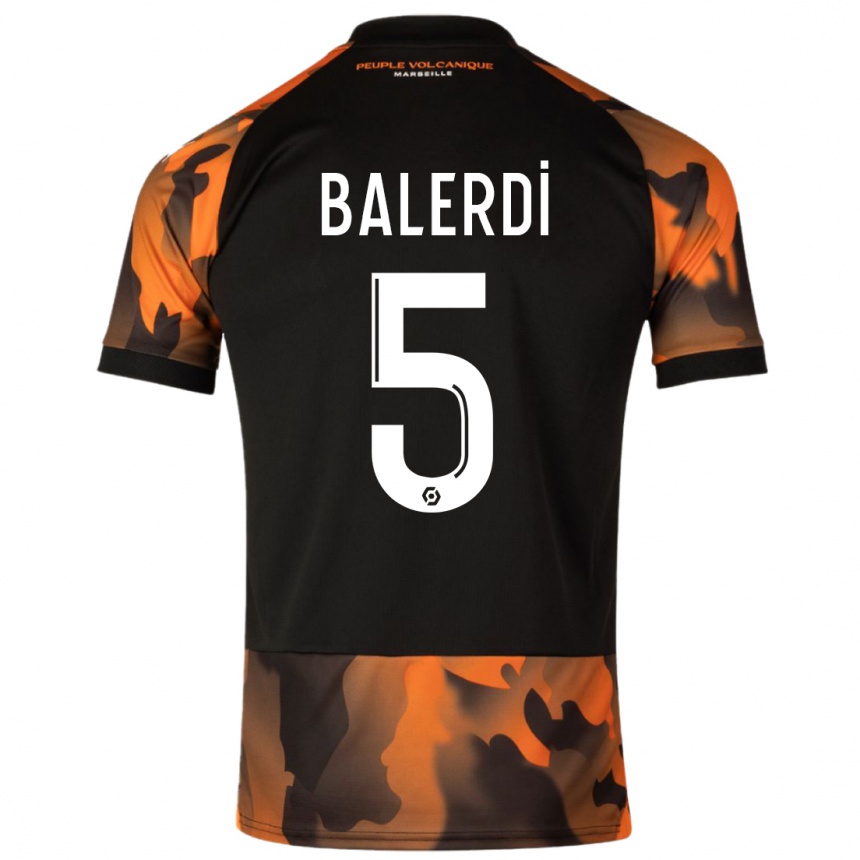 Kids Leonardo Balerdi #5 Black Orange Third Jersey 2023/24 T-Shirt Canada