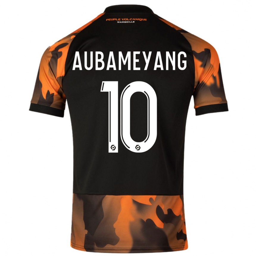 Kids Pierre-Emerick Aubameyang #10 Black Orange Third Jersey 2023/24 T-shirt Canada