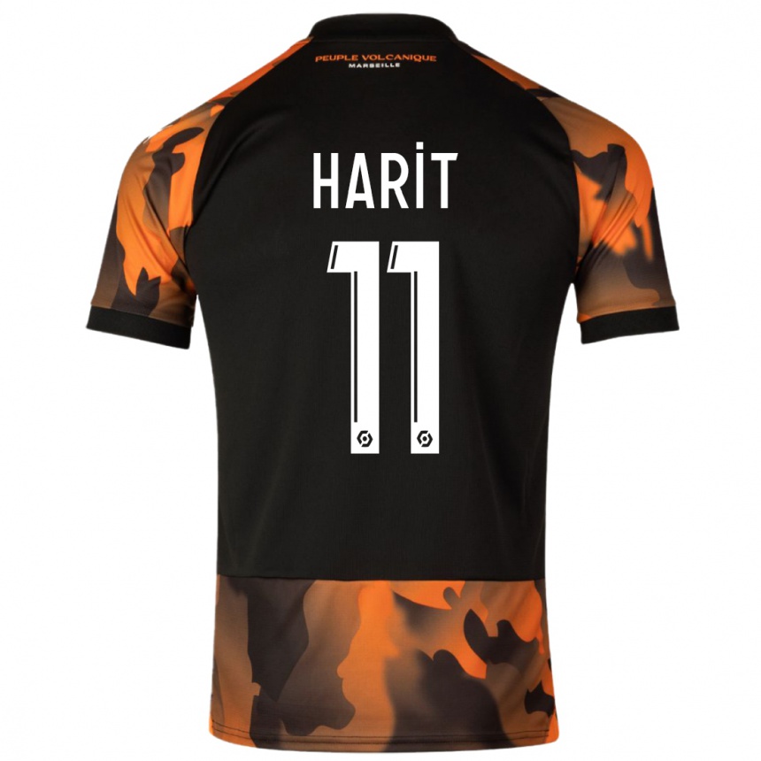 Kids  Amine Harit #11 Black Orange Third Jersey 2023/24 T-Shirt Canada