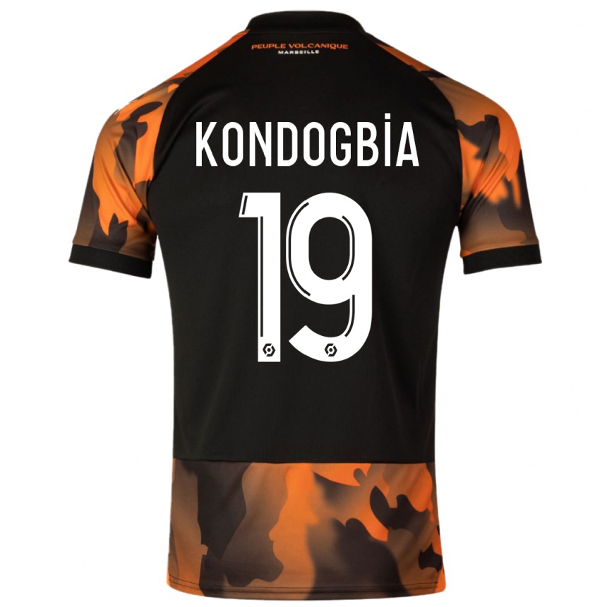 Kids  Geoffrey Kondogbia #19 Black Orange Third Jersey 2023/24 T-Shirt Canada