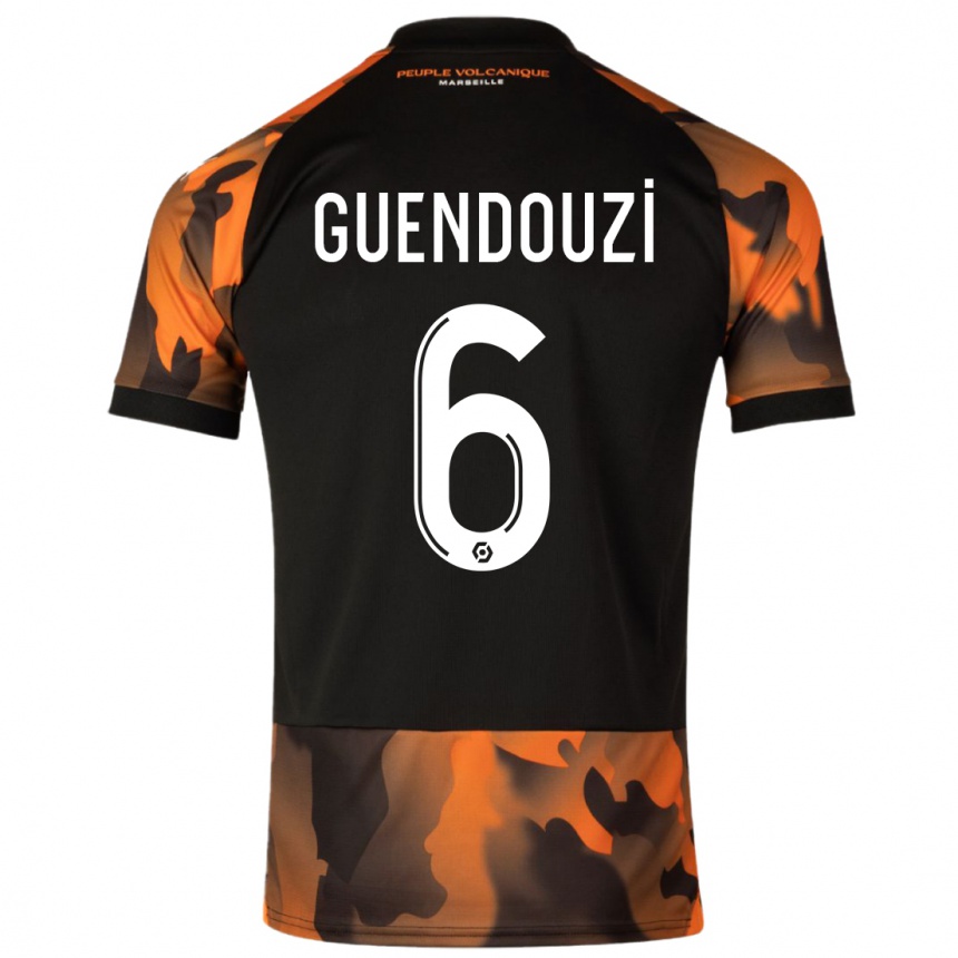 Kids  Matteo Guendouzi #6 Black Orange Third Jersey 2023/24 T-Shirt Canada