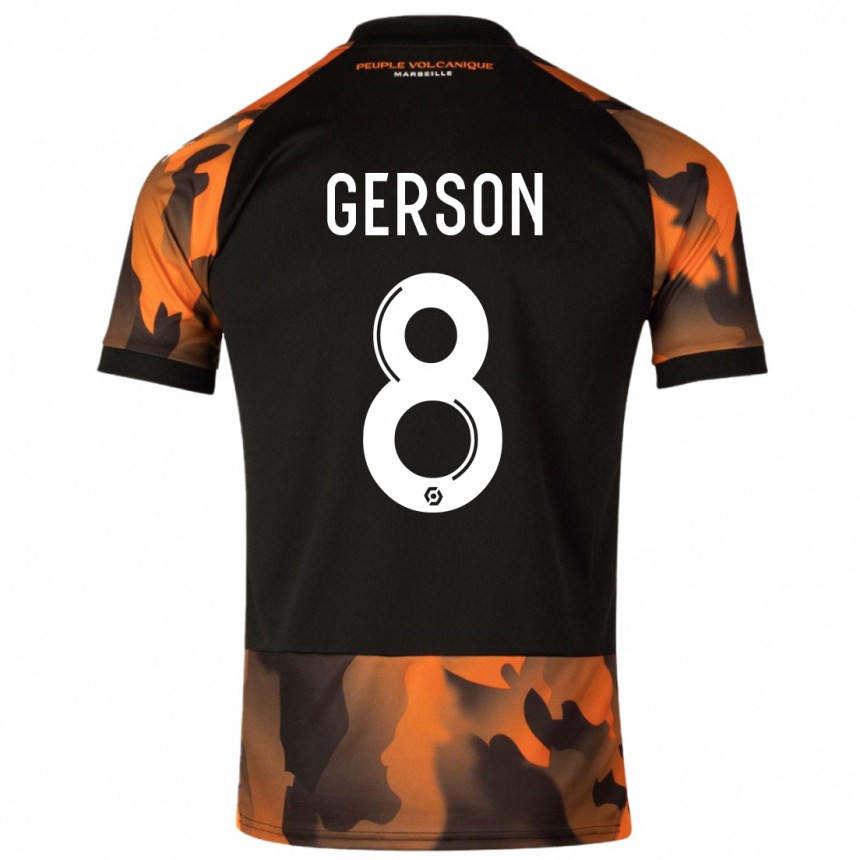 Kids Gerson #8 Black Orange Third Jersey 2023/24 T-Shirt Canada