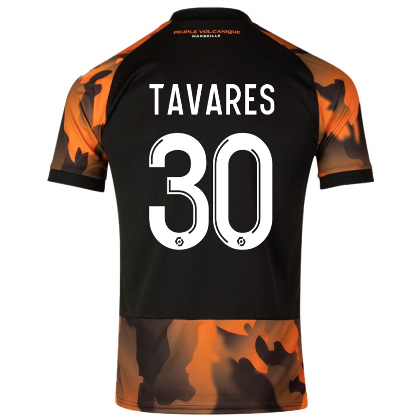 Kids  Nuno Tavares #30 Black Orange Third Jersey 2023/24 T-Shirt Canada