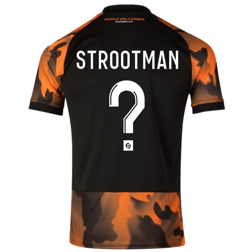 Kids  Kevin Strootman #0 Black Orange Third Jersey 2023/24 T-Shirt Canada