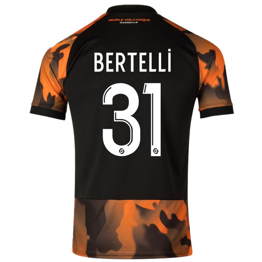 Kids  Ugo Bertelli #31 Black Orange Third Jersey 2023/24 T-Shirt Canada