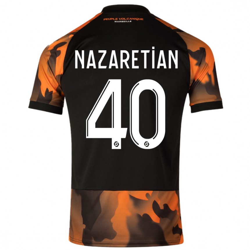 Kids  Manuel Nazaretian #40 Black Orange Third Jersey 2023/24 T-Shirt Canada