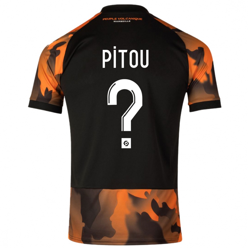 Enfant Football Maillot Jonathan Pitou #0 Noir Orange Troisieme 2023/24 Canada