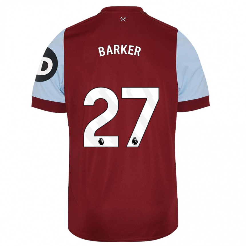 Men  Maisy Barker #27 Maroon Home Jersey 2023/24 T-Shirt Canada